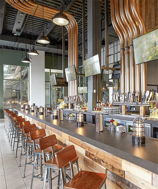 Interior shot of empty barstools