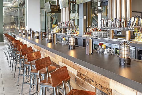 Interior shot of empty barstools